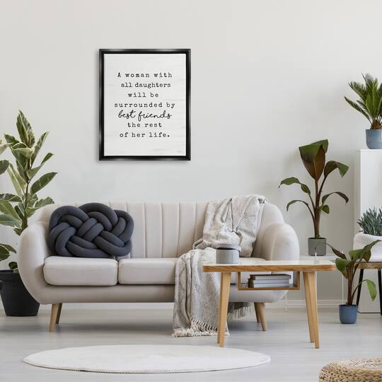 Stupell Industries Woman With All Daughters Loving Family Quote Floater Framed Art